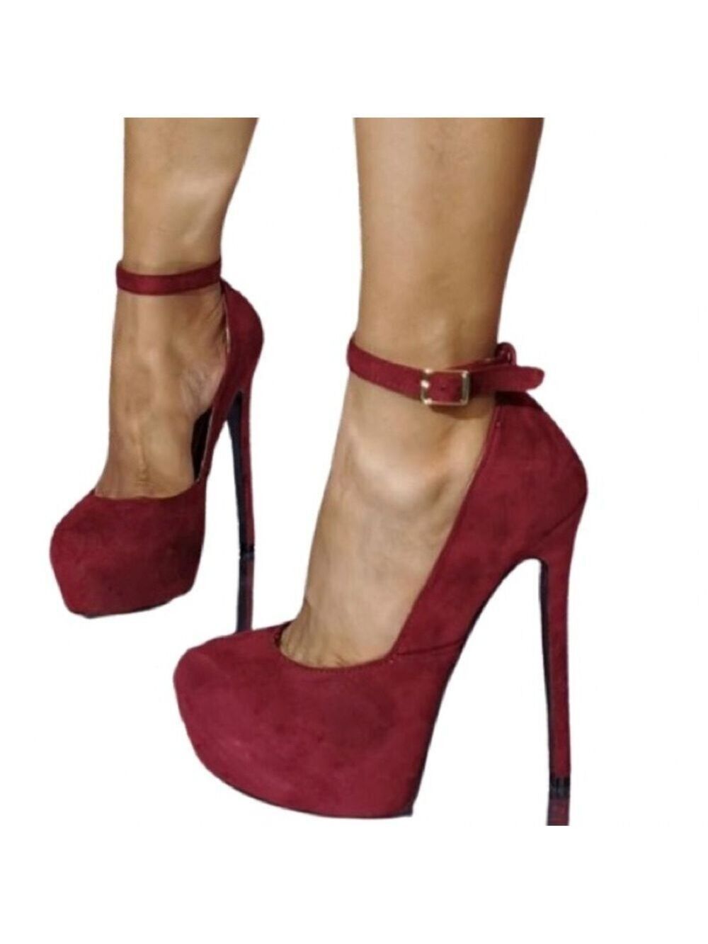 Women’s Wild Diva Faux Suede Burgundy Ultrahigh Platform Heels Size 6.5 US!
